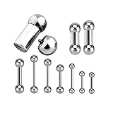 WildKlass Jewelry Internal Threaded Barbell 316L Surgical Steel 16GA 14GA 12GA 10GA 8GA 6GA 4GA 2GA 0GA 00GA