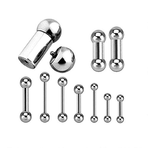 WildKlass Jewelry Internal Threaded Barbell 316L Surgical Steel 16GA 14GA 12GA 10GA 8GA 6GA 4GA 2GA 0GA 00GA