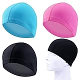 【Tamaño apropiado】: Hecho de poliéster, el gorro de natación tiene una buena elasticidad, adecuado para la mayoría de los adultos y niños, adecuado tanto para mujeres como para hombres. Es posible que no sean adecuados para cabello largo.