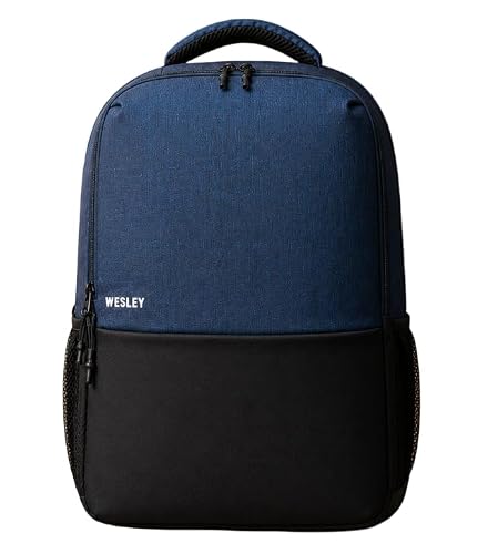 Wesley Vintage Milestone Travel Laptop Backpack with 15.6 inch Laptop Compartment business/Office/School/college/Travel/Gifting Backpack for men and women, blue and black, 13x18, MII-007
