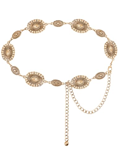 Western Belts for Woman Concho Belt Boho Metal Cowgirl Chain Belts for Dress Jeans Country Concert Outfit