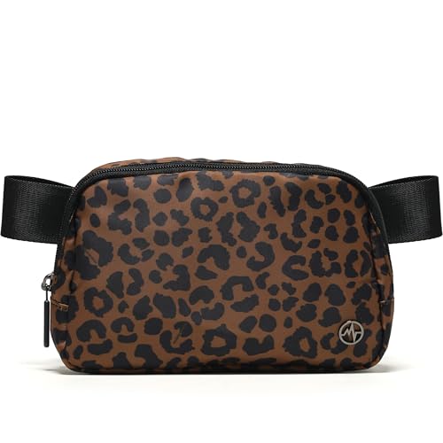 Pander Everywhere Crossbody Bag Polyester Sling Belt Bag with Adjustable Strap 63-120cm and Elastic Loop for Women Men Travel Gym, Midnight Leopard