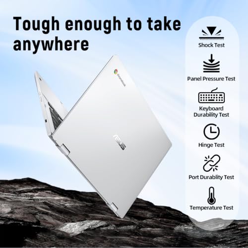 ASUS Chromebook Flip CX1 Laptop, 14" Full HD NanoEdge 360° Touchscreen, Intel Celeron N4500, 8GB RAM, 128GB eMMC Storage, Type-A|C, Wi-Fi 6, HD Webcam, Ultraportable, ChromeOS, Transparent Silver - Image 7