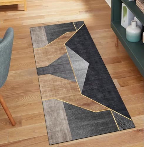 Tapis de cuisine noir marron 90x800 cm antidérapant patchwork - 2