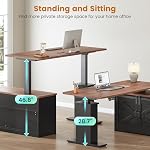 SEDETA Farmhouse L Shaped Standing Desk, 55 inch Height Adjustable Corner Desk with Storage Drawers, Standing Computer Desks with Power Outlets for Home Office, Black - Image 4