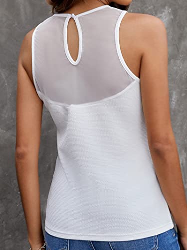Viooh 2023 Spring/Summer Sleeveless Shirts For Women Casual Trendy Cute, Ladies Tank Tops Backless See Through Fitted Sexy White L Atl005 #TOP2