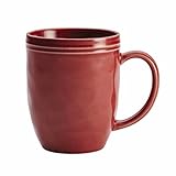 Rachael Ray Cucina Dinnerware 12-Ounce Stoneware Mug, Cranberry Red