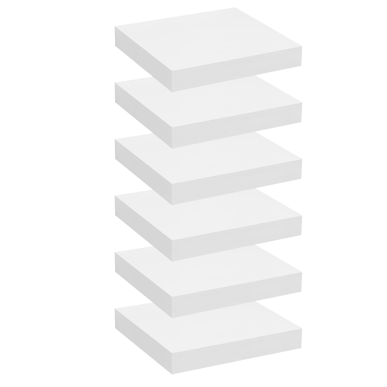 WOLTU 6 Pcs Floating Shelves, 25cm White Wall Shelf, Bookshelf