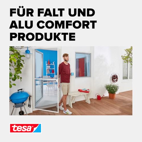 tesa Insect Stop Fliegengitter Ersatzrolle aus Fiberglas-Gewebe für tesa ALU COMFORT Mückennetz Fenster & Tür - Ersatz-Rolle 120cm x 250cm, anthrazit