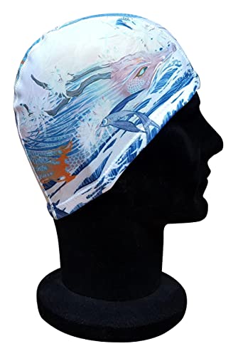 Blue Reef Stunning Asian Oriental Art Inspired Graphic Designs Spandex Elasticated Pull On Swim Cap For All Ages 3+ Years (Sea Serpent) - Image 4