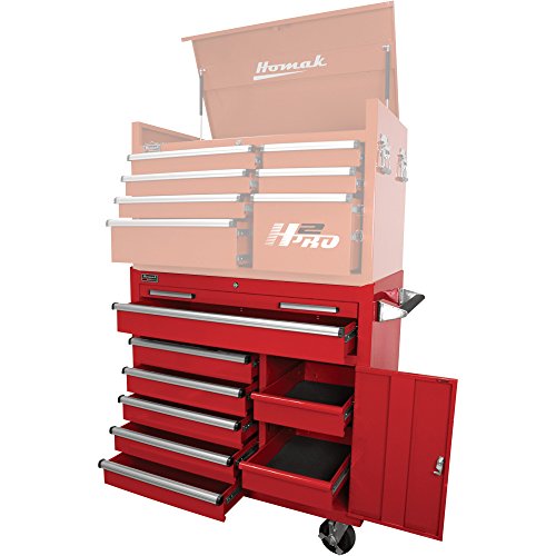 Homak H2PRO Series 41-Inch 6-Drawer with 2-Drawer Compartment Roller, Red, RD04041062 - Thumbnail 7