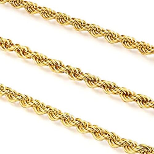 14K Yellow Solid Gold 1.5mm、2mm、3.2mm and 4.2mm Twisted Rope Chain Necklace, Ideal Gift for Women And Men(Lengths from 16 to 36 Inches) (2mm,16。inch)2