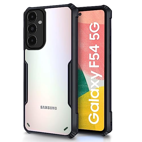Image of Outlouders Back Cover for Samsung Galaxy M54 /F54 5G | Ultra Hybrid Transparent | Full Camera Protection | Raised Edge | Crystal Clear Bumper Case(Black)