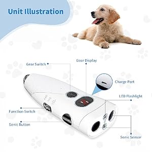 Ankrs 9 Gears Ultrasonic Dog Barking Control Device, Rechargeable Handheld Anti Barking Device, Dog Barking Deterrent with LED Flashlight, Silence Dog Whistle/Training Aid to Stop Barking (White) Ankrs 9 Gears Ultrasonic Dog Barking Control Device, Rechargeable Handheld Anti Barking Device, Dog Barking Deterrent with LED Flashlight, Silence Dog Whistle/Training Aid to Stop Barking (White)