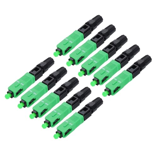 Image of sourcing map SC/APC Fiber Optic Quick Connector, Single Mode Embedded SC Fiber Optic Fast Connectors Adapter for CATV Network, Pack of 10