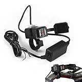 Solxion バイク USB電源 スイッチ付き防水充電器 USB 2ポート 電源ON/OFFスイッチ付 ハンドルやサイドミラーに取り付け可能 バイク/原付/スクーターの 急速充電9-24V