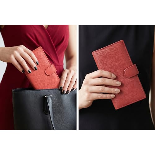 Image of Oak Leathers Checkbook Cover Slim Minimalist For Men with RFID Blocking Credit Card Holder Wallet (Rose)