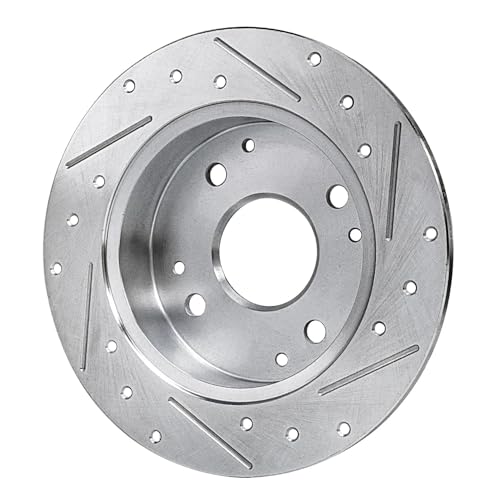 Image of Detroit Axle - Rear Brake Kit for 1997 CL, 1991-1997 Honda Accord Replacement 1991 1992 1993 1994 1995 1996 1997 Drilled & Slotted Disc Brake Rotors Ceramic Brakes Pads