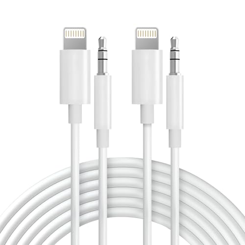 Aux Cord for iPhone,[Apple MFi Certified] Lightning to 3.5 mm AUX Cable for Car Stereo, Speaker, Headphone, Auxiliary Audio Cable Compatible with iPhone 14 13 12 11 XS XR X 8 7 3.3FT 2Pack White