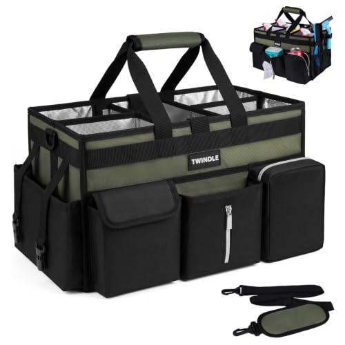Image of Extra-Large Cleaning Caddy With Detachable Divider And Support Board, Large Cleaning Supply Caddy With Adjustable Shoulder Strap & Waist Belt For Cleaners,Housekeepers