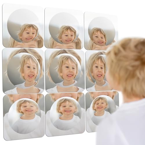 Special Supplies Sensory Bubble Wall Mirror - Interactive Acrylic Mirrors for Wall Decoration and Sensory Toys for Kids Classroom or Home -Sensory Room Decor -Visual, Tactile Stimulation (9 Pk)