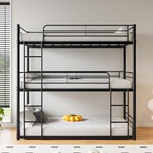 Bellemave Twin Triple Bunk Bed for 3, bunk Bed for 3 Person, 3 bunk beds for Kids/Adults/Teenagers, Black can 3beds