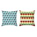 Lieson Housse Coussin 50x50, Housses de Coussin Canape Bleu Rouge Vert Taie d'oreiller pour Canape Point d'onde en Forme D'Éventail, Polyester