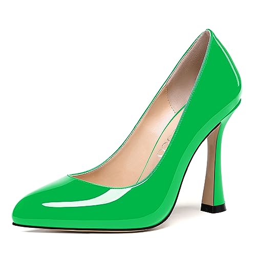 MODENCOCO Womens Sexy Patent Party Evening Round Toe Slip On Stiletto High Heel Pumps Dress Shoes 4 Inch