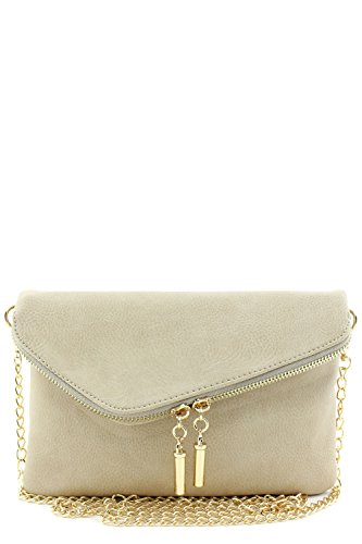 Envelope Wristlet Clutch Crossbody Bag with Chain Strap (Beige Brick)