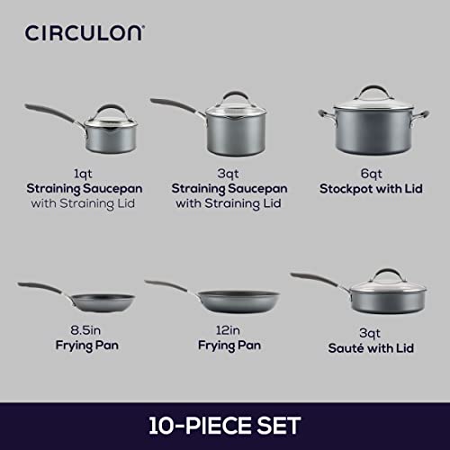 Image of Circulon A1 Series with ScratchDefense Technology Nonstick Induction Cookware /Pots and Pans Set, 10 Piece - Graphite