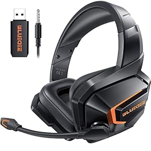 Wireless Gaming Headsets with Mic for PC PS4 PS5 Playstation 4 5, Bluetooth USB Gamer Headphones with Noise Cancelling Microphone for Computer Laptop PC Mac
