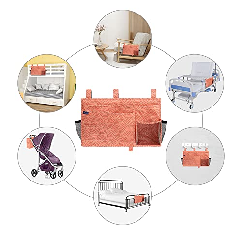 Image of Surblue Bedside Caddy Hanging Bed Organizer Storage Bag Pocket for Bunk and Hospital Beds, College Dorm Rooms Baby Bed Rails,Camp(8 Pockets),Orange Plaid