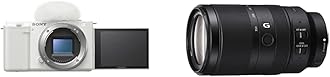Sony Alpha ZV-E10 - APS-C Interchangeable Lens Mirrorless Vlog Camera - White + Sony Alpha 70-350mm F4.5-6.3 G OSS Super-Telephoto APS-C Lens