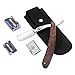 Produktbild Wskderliner Präzises Premium-Rasiermesser + Hochwertige PU-Ledertasche + Ersatzklingen10pcs) Shaving Artist Handgefertigtes Rasiermesser mit Weinroter Holzgriff