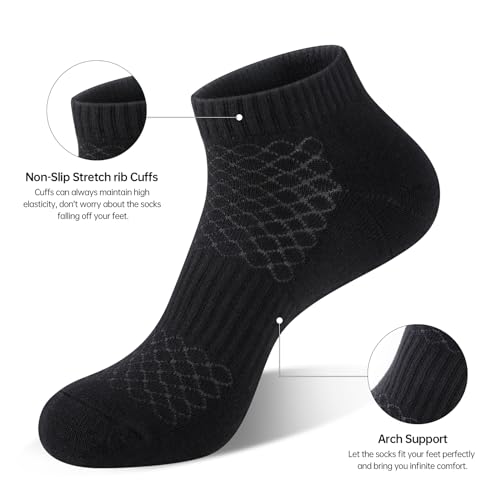 Mens 100% Cotton Cushioned Ankel Socks, Athletic Performance Running Moisture Wicking Breathable socks3