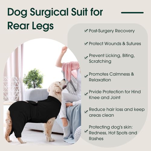 Image of Kuoser Dog Surgical Suit for Rear Legs, Female Spay Recovery Suit for Dogs After Surgery, Doggie Rear Leg Sleeve to Stop Licking, Puppy Onesie for Abdomen Wounds Skin Disease,Substitute E-Collar