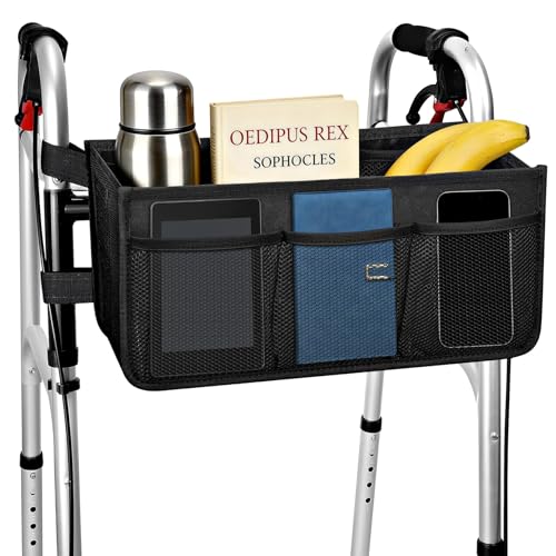 Dotday Upgraded Walker Basket with Cup Holder Foldable Walker Bag with Large Capacity & Never Tipping Over- Not Fit for Rollator