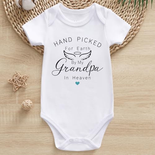 Image of hand picked for earth by my grandpa grandma in heaven pregnancy announcement for grandparents baby bodysuits