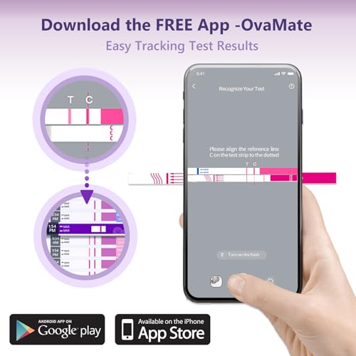 Image of AssuTest Ovulation Test Strips, 50-Pack | Fertility Tests, Powered by OvaMate Ovulation Calculator APP, iOS & Android Compatible, Accurately Track Ovulation