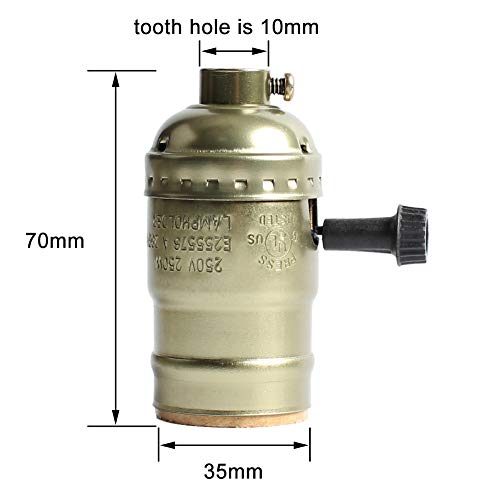 Vintage Lamp Socket E26/E27 Lamp Holder,Prunlla Light Socket With Turn Knob Edison Industrial Metal Shell For Fixture Replacement Diy Lighting,10Pack (Bronze) #TOP1