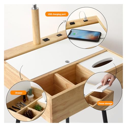 Mueble 2 en 1 mesita estrecha con cajón y lámpara 6
