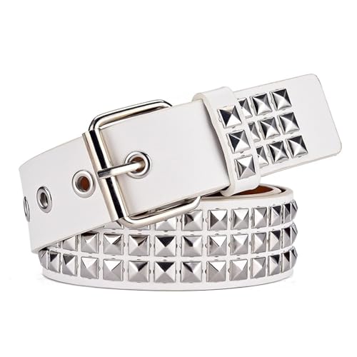 Image of Studded Belt, Metal Punk Rock Rivet Belt with Bright Pyramid Studded for Women Men