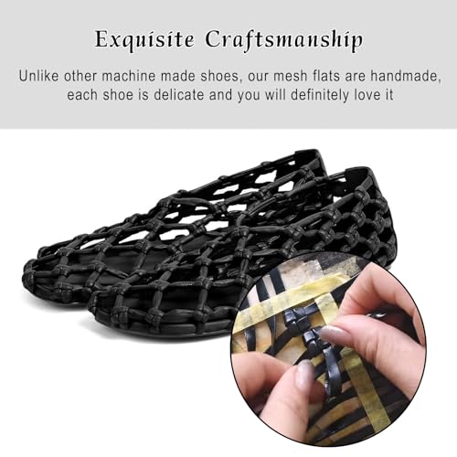 Jelly Mesh Ballet Flats for Women Upgraded New Woven Jelly Shoes Hollow Slip On Beach Sandals3