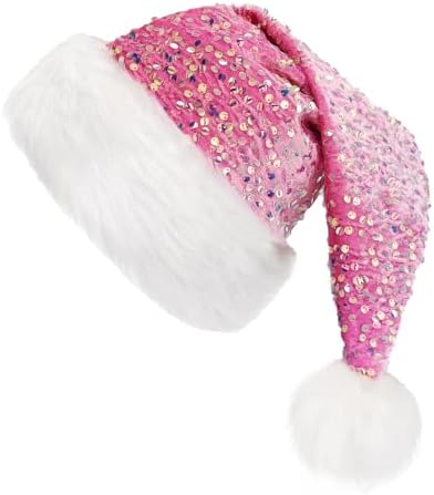 Sequin Santa Hat for Adults Purple Christmas Hat Party Hat for Ne...