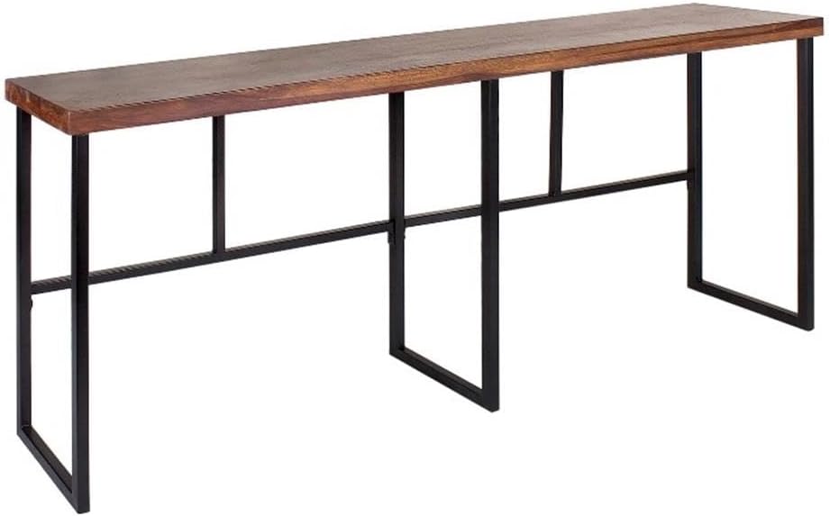 Pemberly Row 90-Inch Transitional Wood Console Table, Indian Rosewood and Metal, Brown/Black Finish, Sleek Modern-Industrial Style, Durable Accent Table for Hallway, Living Room, or Office Use
