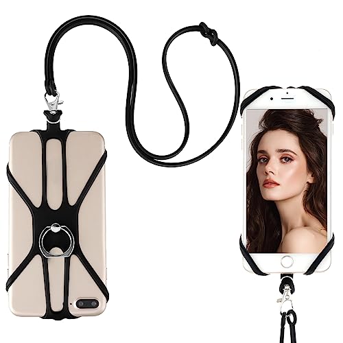 TIESOME Universal Phone Lanyard, Cell Phone Lanyard Neck Strap 2 in-1 Phone Strap with Finger Ring...