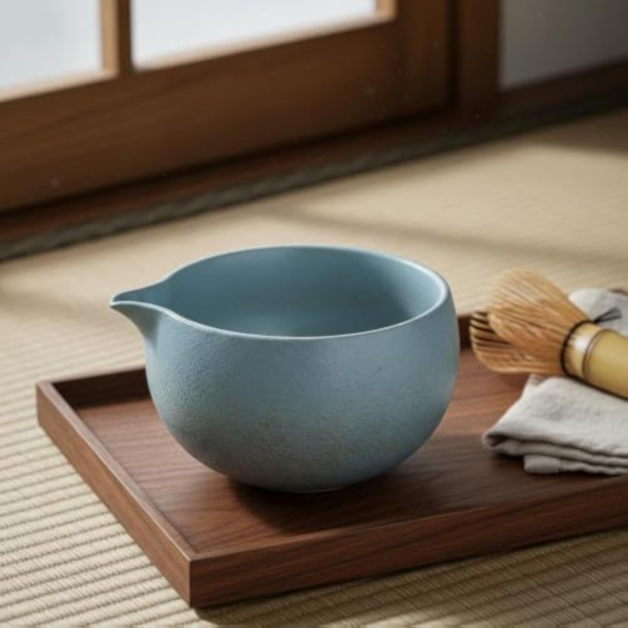 Matcha Whisk Set with Handmade Ceramic Bowl, Japanese Style