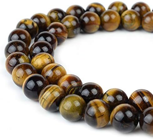 RVG 4mm Natural Tiger Eye Beads Round Gemstone Loose Stone Mala 15.5 in Strand for Jewelry Making (Approx 88-90 pcs)