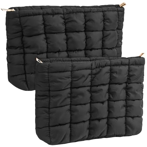 Puchifoda 2 Pack Quilted Makeup Bag,Puffy Cosmetic Bags...