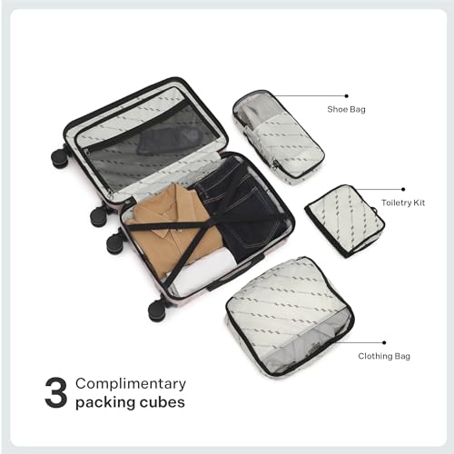 Image of Assembly Stark Hard Luggage Set of 2 Trolley Bags (20 + 24 Inch), Unbreakable Polycarbonate Camo Print Luggage Set, TSA Lock, Silent 8 Spinner Wheels, Hard Shell Suitcase Set Peach